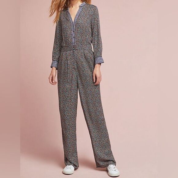Ett Twa for Anthropologie Christine Silken Multi Long Sleeve Jumpsuit in Size 2 - Picture 1 of 13